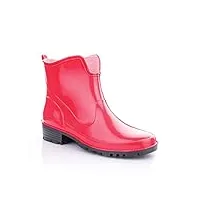 lemigo bottes en caoutchouc cheville pour femmes bottes de pluie courtes elke (rouge, numeric_40)